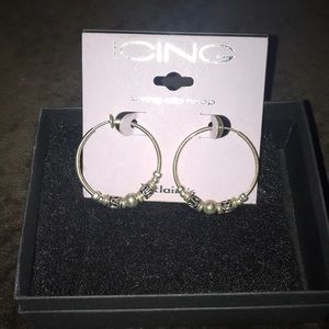 Clip on dangle dangly earrings silver hoops!!